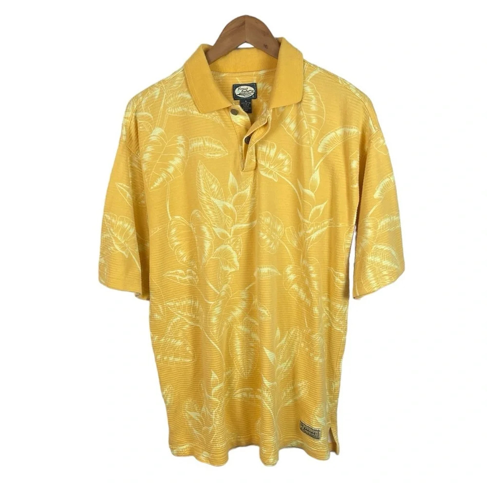 PO191 Men’s Tommy Bahama Casual Beach Hawaiian Palm Leaf Polo Shirt M